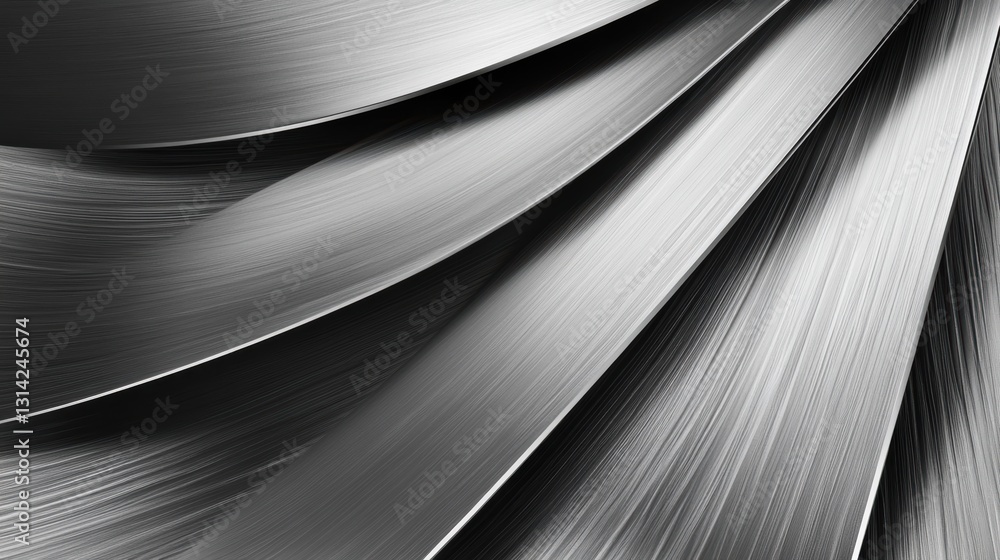 Poster swirling silver textures creating chaos in an abstract metallic form generative ai