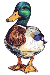 mallard duck isolated on white background. mallard duck illustration