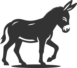 Donkey standing with one front leg bent vector silhouette animal design