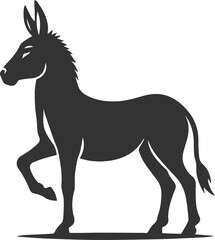 Donkey standing with one front leg bent vector silhouette animal design