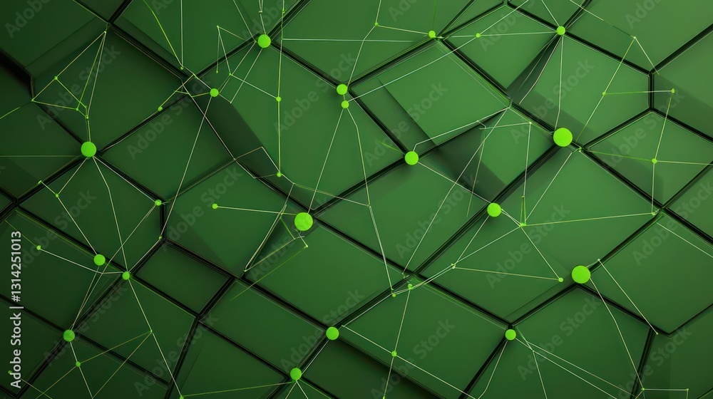 Aufkleber abstract geometric green network background with light and texture
