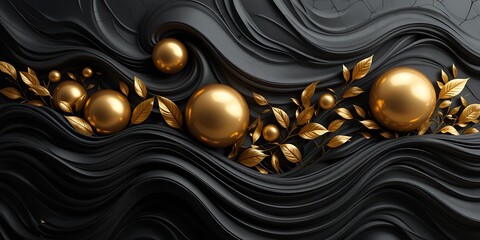 Black Background With Luxury Leaf And Real Wallpaper 