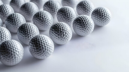 Numerous White Golf Balls Arranged Neatly on A Bright White Surface With Subtle Shadowing