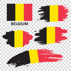 Fototapeta premium Flag of Belgium with creative painted brush stroke texture background