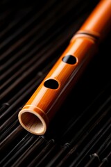 Naklejka premium Close-up of a bamboo flute