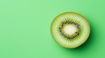 Kiwi slice on green background