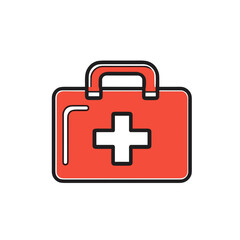 Obraz premium Stylish first aid kit illustration, flat design, colorful style, vector graphic, isolated on white background