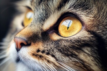 Charming close up of a maine coon cat s face with striking eyes and space for text or logo
