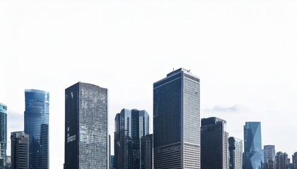 Fototapeta premium 고층 빌딩 실루엣과 작은 구름이 배치된 도시 풍경