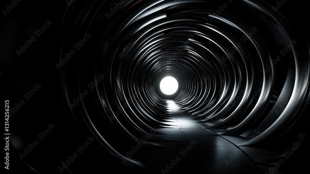Poster a dark tunnel with a small light shining through it