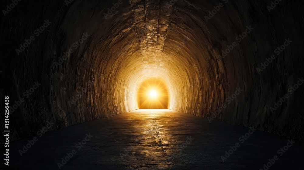 Poster a tunnel with a light shining through it