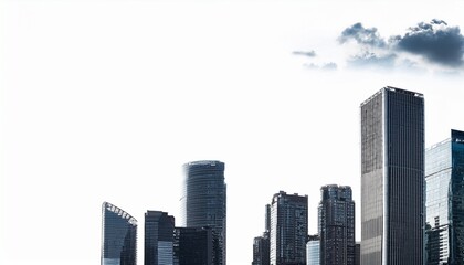 Obraz premium 고층 빌딩 실루엣과 작은 구름이 배치된 도시 풍경