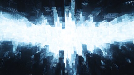 Fototapeta premium worm's-eye view of office towers creating glass and steel pattern