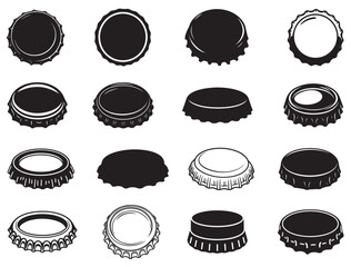 Beer bottle cap silhouette white background