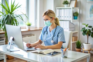 nurse at their workspace