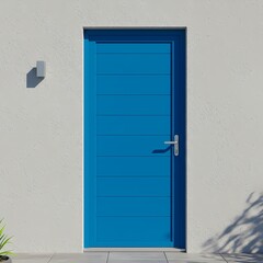 Open door in a modern building hallway with metal and glass details, leading to an empty office space