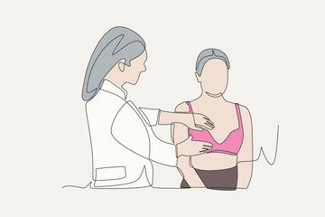 Colored doctor performs breast cancer examination on patient