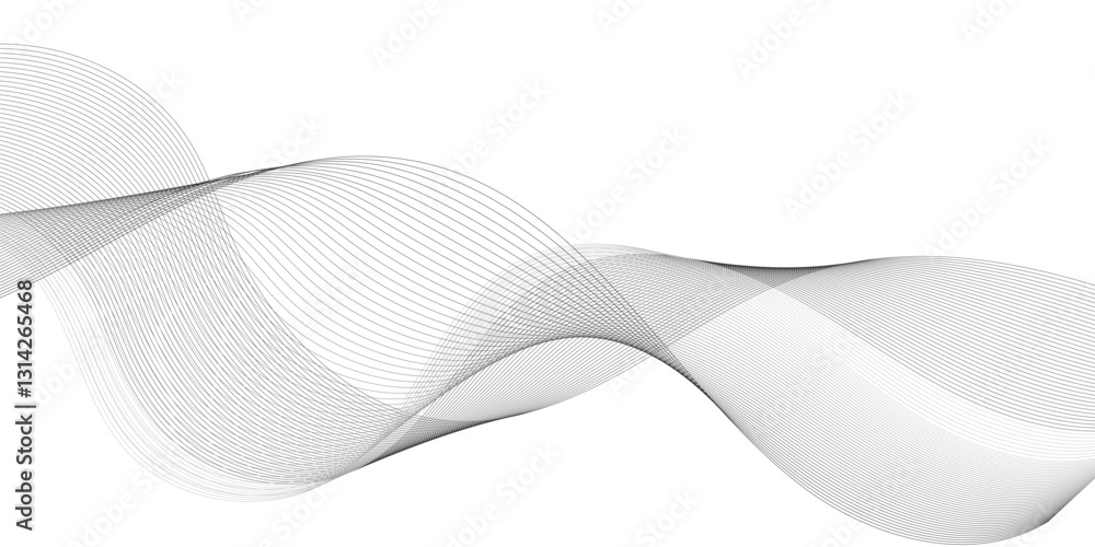 Poster abstract wavy grey stream element for design on transparent background isolated. wavy white and grey