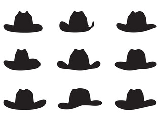 Cowboy hat silhouette on white background