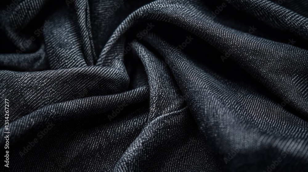 Poster intricate textures of dark denim fabric captured in a close-up view generative ai