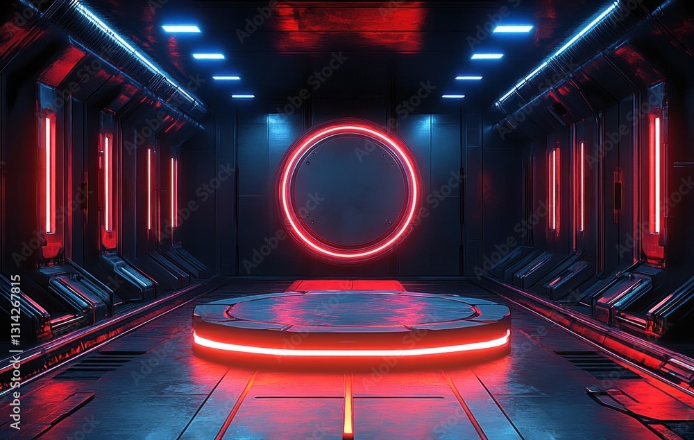 Poster futuristic abstract background circular platform presentation space