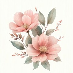 Obraz premium Delicate Watercolor Floral Bouquet for Greeting Cards Invitations and Summer Backgrounds
