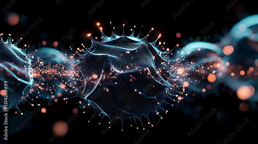 Aufkleber abstract 3d render of glowing particles