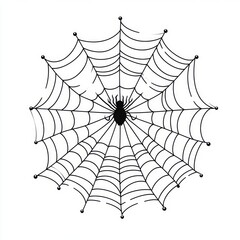 Obraz premium Minimalistic Symmetrical Spider Web Illustration High Contrast Black and White Line Art