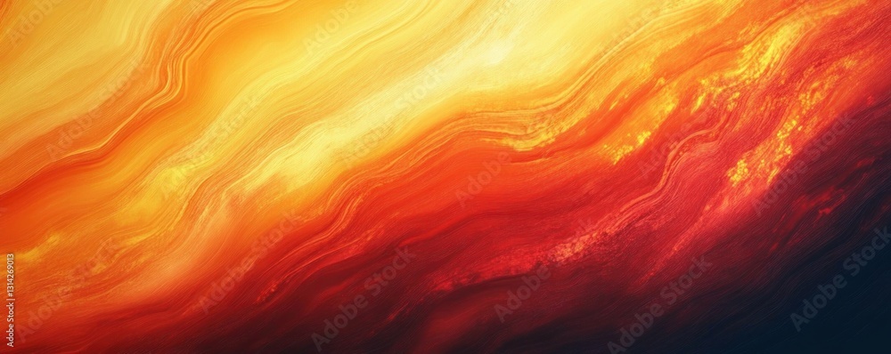 Poster red orange yellow black gradient abstract wave background with flowing brushstrokes and dynamic comp