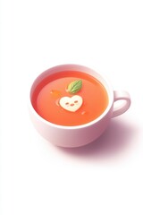Pink cup of orange drink, apple shape