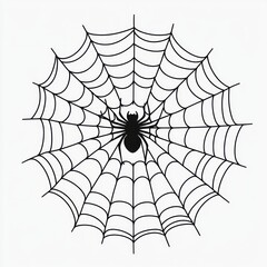 Obraz premium Minimalistic Spider Web Illustration Black and White Line Art Symmetrical Design