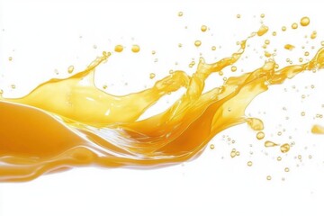 Fototapeta premium Orange Juice Flows Splashing Together on White Background