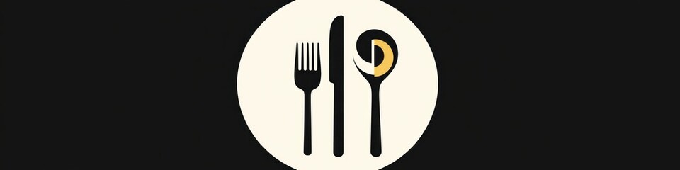 Minimalist Cutlery Logo Design Featuring Fork Spoon Plate Vector Illustration