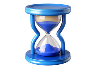 A Vibrant Blue Hourglass Symbolizes The Relentless Passage Of Time, A Beautiful Reminder Of Lifes Fleeting Moments Against A Clean Isolated on Transparent Background