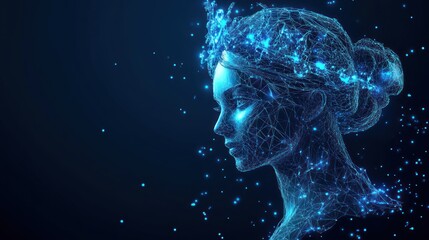 Digital Woman, Crown, Dark, Sparkle, Profile