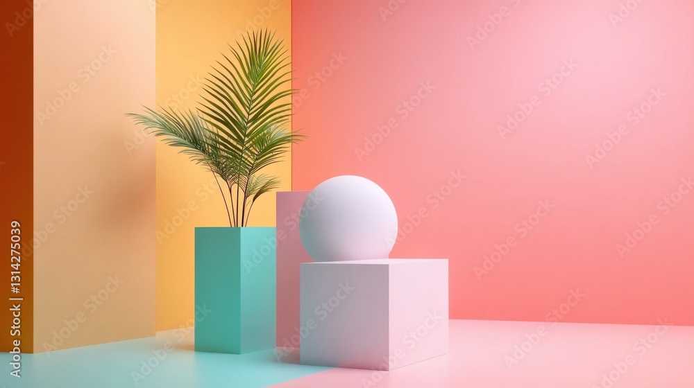 Aufkleber A colorful room with a white cube in the middle