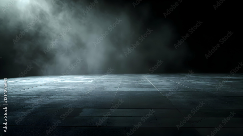 Poster dark empty concrete floor with grunge texture spotlighted stage background for product placement in 