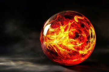 Fiery red and yellow ball, intense and isolated
