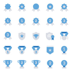 Blue color icons set for Awards