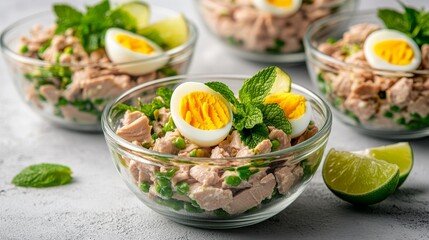 Tuna Salad Bowls with Egg, Mint and Lime: A Fresh and Healthy Meal
