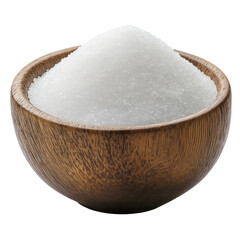 wooden bowl with white sugar isolated on transparent background Generative Ai.