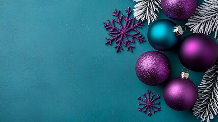 Festive Holiday Decorations with Ornaments and Snowflakes