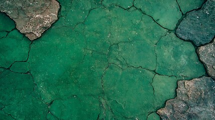 Vibrant Green Cracked Surface Texture