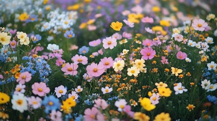 Vibrant flower field bursting with color