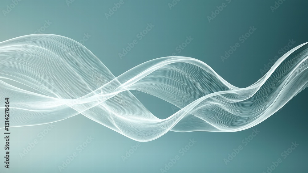 Poster abstract wave pattern: a captivating abstract pattern of flowing, luminous waves, painted in soft hu