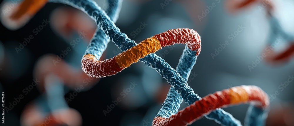 Poster dna double helix structure with vibrant colors and detail.