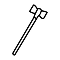 Reflex hammer. Hand drawn doodle. Neurologist equipment. Patient diagnostic tool. Instrument for striking nerve nodes. Vector outline art illustration.