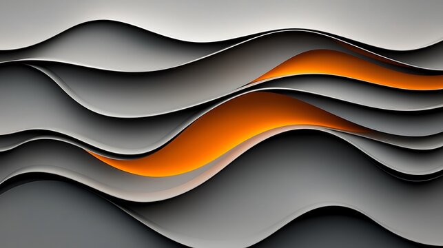 Elegant Abstract Waves with Vibrant Orange Accent