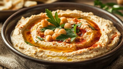 Creamy hummus in a bowl (1)