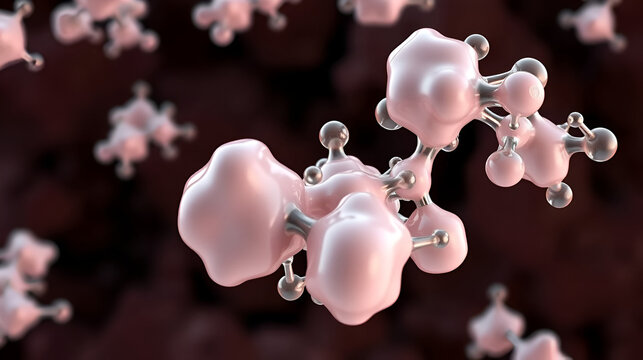 Uric acid purine metabolism. Gout medical. Detailed 3D illustration of uric acid for medical use.